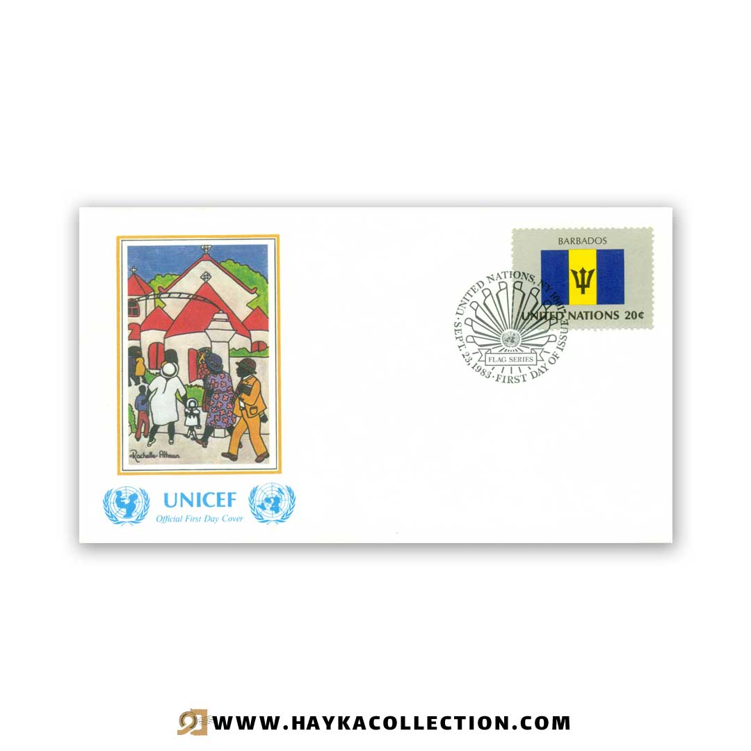 پاکت نامه United Nations باربادوس چاپ کشور سوئیس 1983