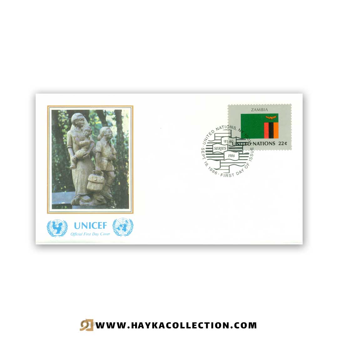 پاکت نامه United Nations زامبیا چاپ کشور سوئیس 1986
