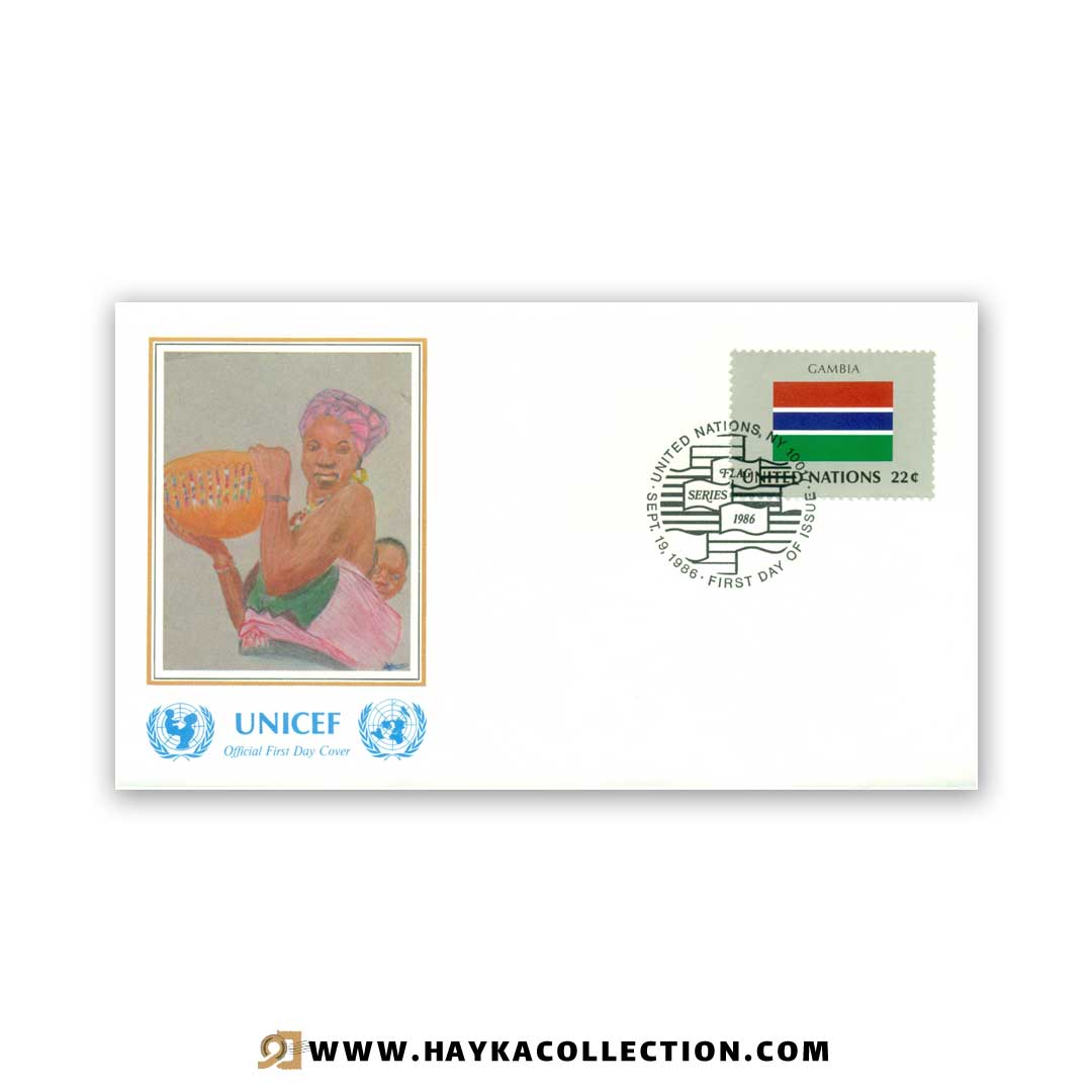 پاکت نامه United Nations گامبیا چاپ کشور سوئیس 1986