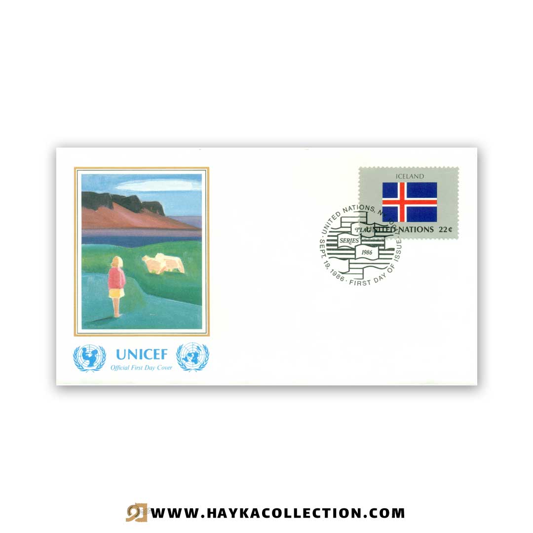 پاکت نامه United Nations ایسلند چاپ کشور سوئیس 1986