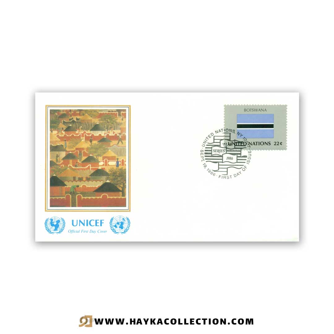 پاکت نامه United Nations بوتسوانا چاپ کشور سوئیس 1986