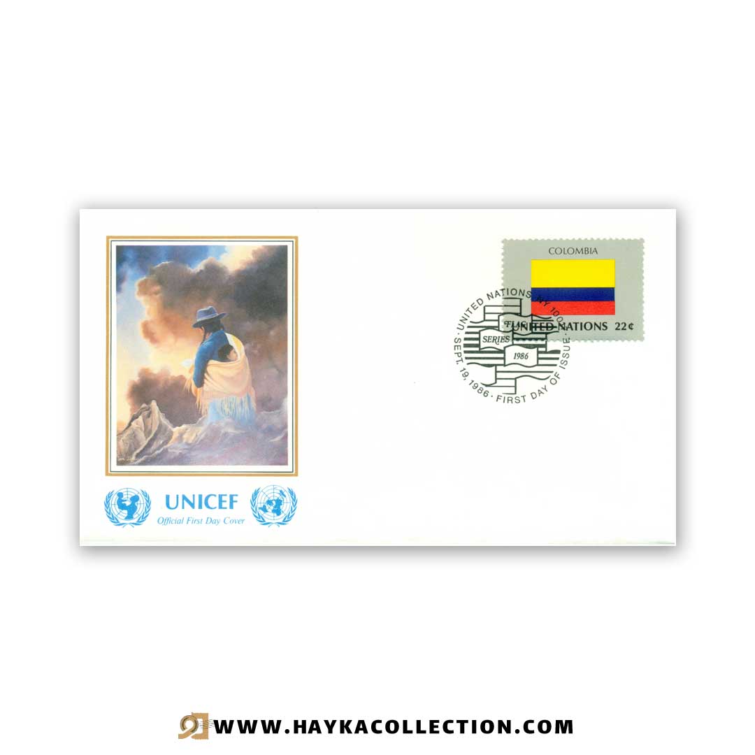 پاکت نامه United Nations کلمبیا چاپ کشور سوئیس 1986