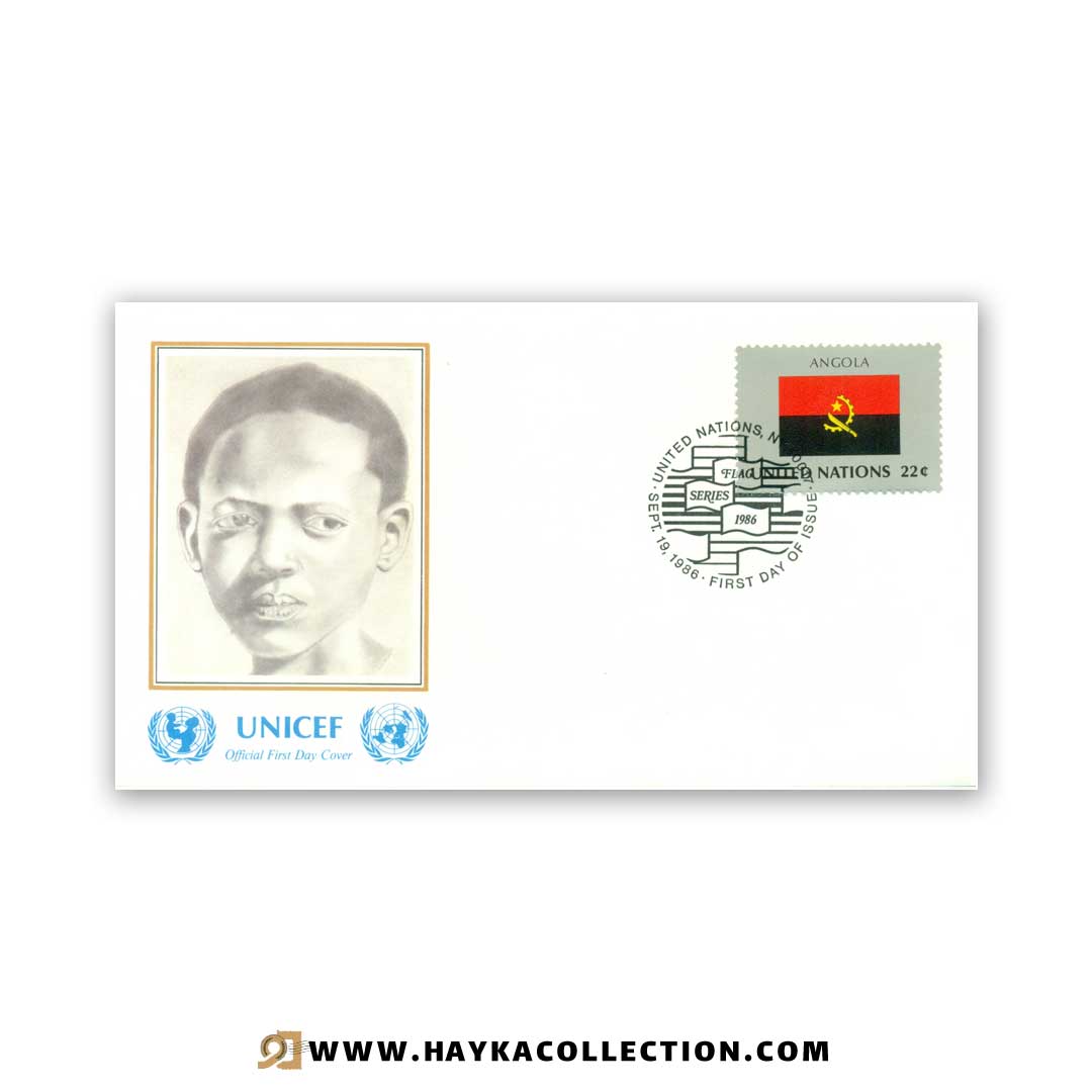 پاکت نامه United Nations آنگولا چاپ کشور سوئیس 1986