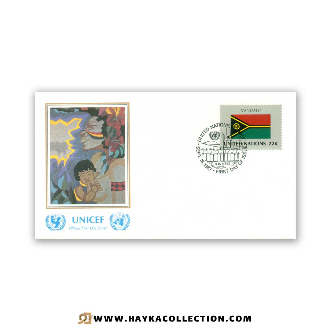 پاکت نامه United Nations وانواتو چاپ کشور سوئیس 1987